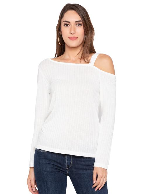 asymmetric neck ribbed top - 16360755 - Very Small Image - 1
