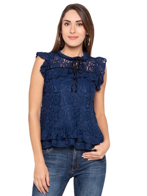 peter pan neck laced top - 16360760 - Very Small Image - 1