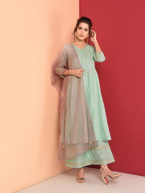 gota patti kurta palazzo with dupatta set - 16361769 - Very Small Image - 1