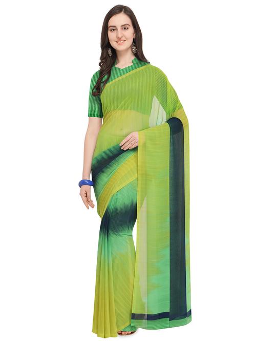 color block printed saree with blouse - 16362147 - Very Small Image - 1