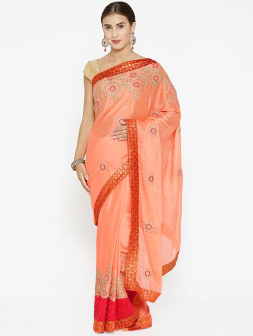 floral embroidered saree with blouse - 16362164 - Very Small Image - 1