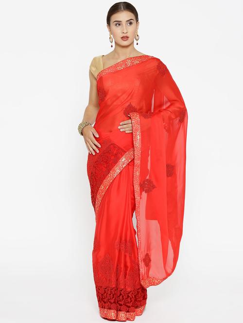 lace border embroidered saree with blouse - 16362166 - Very Small Image - 1