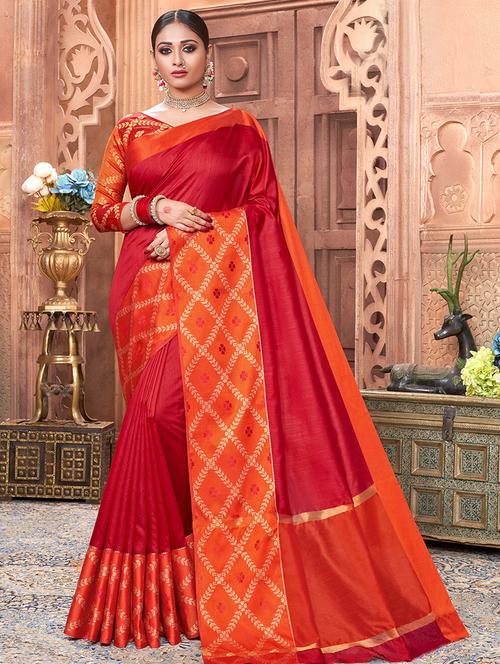 design bordered woven saree with blouse - 16362295 - Very Small Image - 1