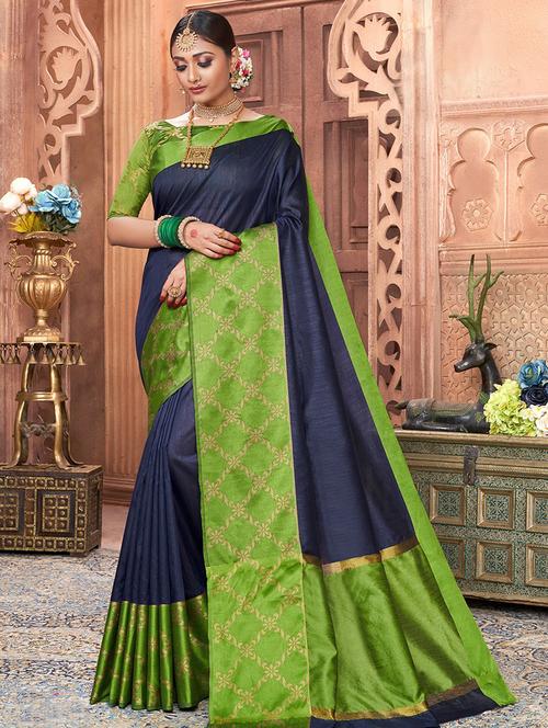 design bordered woven saree with blouse - 16362297 - Very Small Image - 1