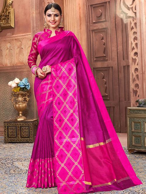 design bordered woven saree with blouse - 16362300 - Very Small Image - 1