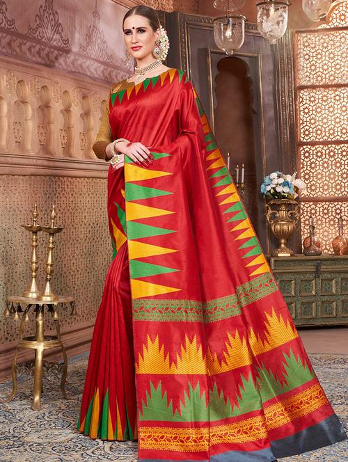 geometric woven saree with blouse - 16362311 - Very Small Image - 1