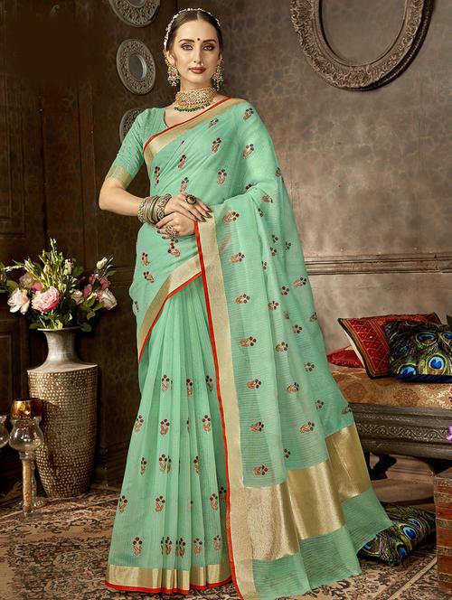 floral embroidered saree with blouse - 16362326 - Very Small Image - 1