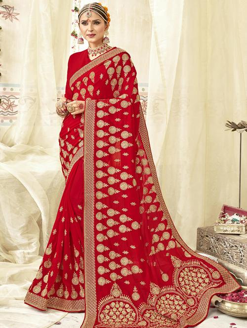 floral embroidered saree with blouse - 16362383 - Very Small Image - 1
