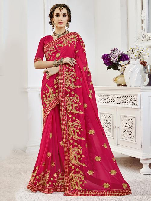 paisley embroidered saree with blouse - 16362484 - Very Small Image - 1