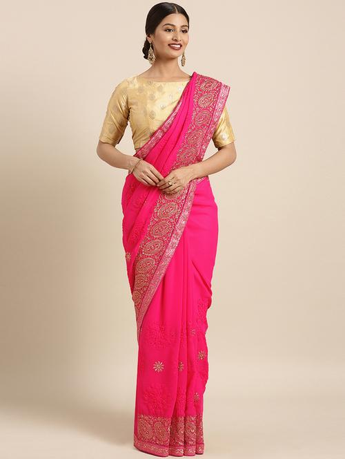 tonal embroidered saree with blouse - 16362537 - Very Small Image - 1