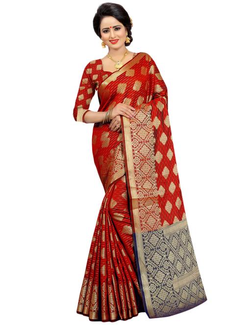 self-design kanjivaram saree with blouse - 16363627 - Very Small Image - 1
