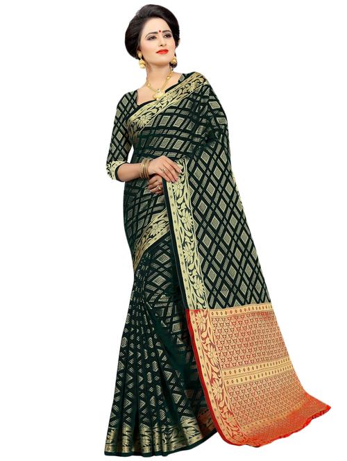 self-design kanjivaram saree with blouse - 16363640 - Very Small Image - 1