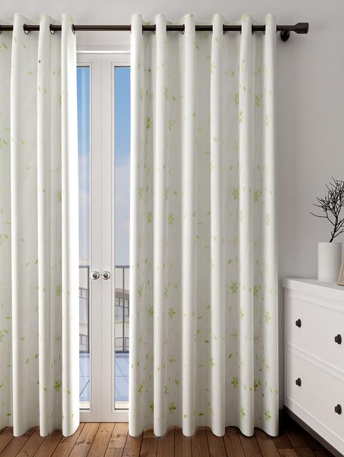 long size embroidery semi sheer long door curtains - 16363939 - Very Small Image - 1