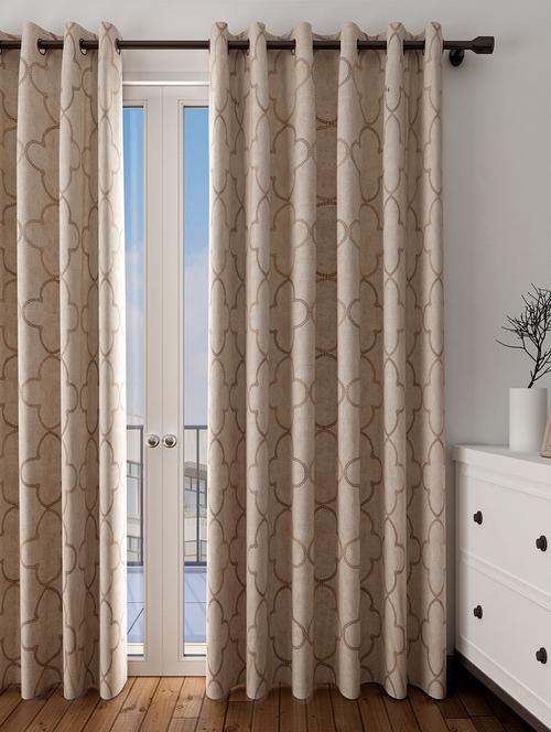 long size embroidery semi sheer long door curtains - 16363943 - Very Small Image - 1
