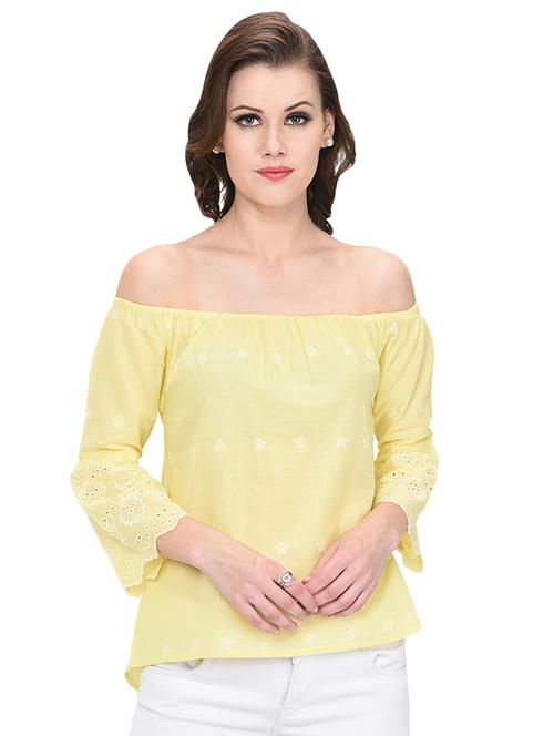 off shoulder schiffli top - 16364107 - Very Small Image - 1