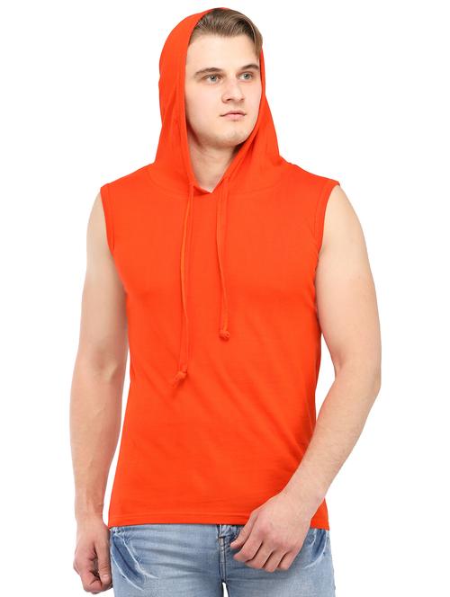 orange solid hooded t-shirt - 16364886 - Very Small Image - 1