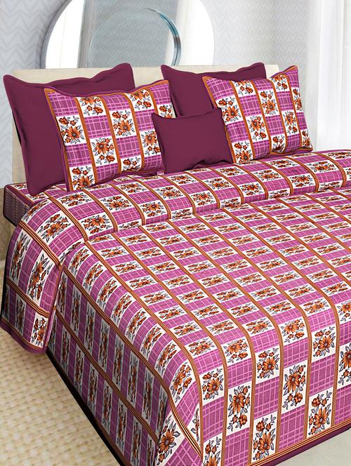 traditional jaipuri cotton double bedsheet with 2 pillow covers - 16364898 - Very Small Image - 1