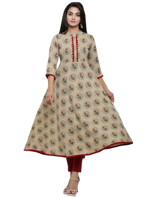 floral printed flared kurta - 16366473 - Very Small Image - 1