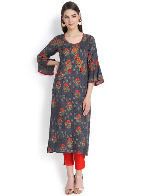 floral print straight kurta - 16367765 - Very Small Image - 1