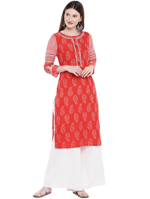 paisley straight kurta - 16368235 - Very Small Image - 1