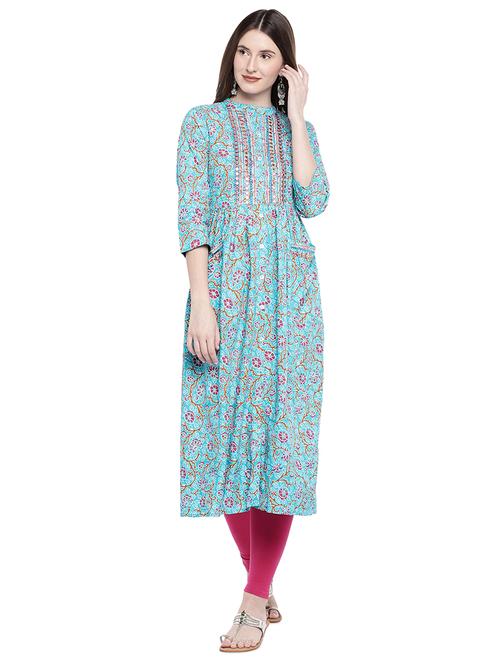 embroidered flared kurta - 16368251 - Very Small Image - 1