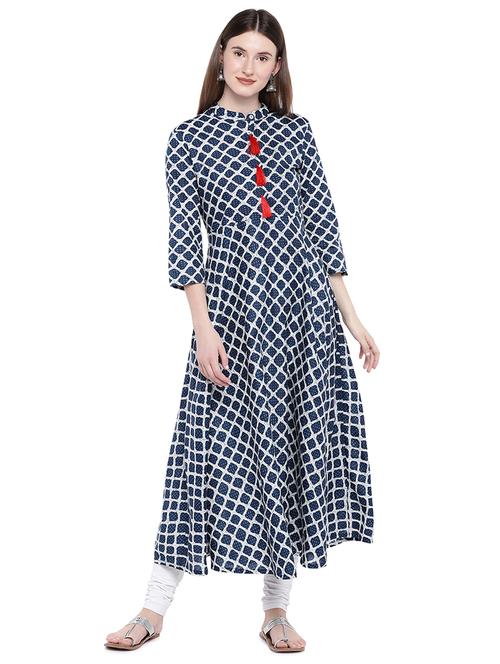 indigo flared kurta - 16368253 - Very Small Image - 1
