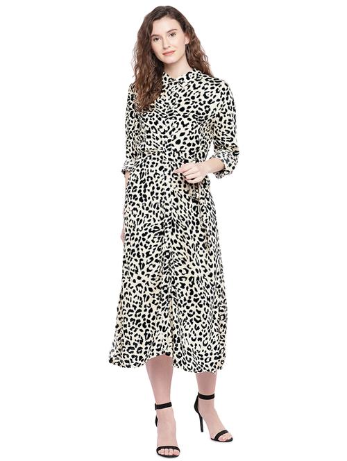 side slit animal print shirt dress - 16368274 - Very Small Image - 1