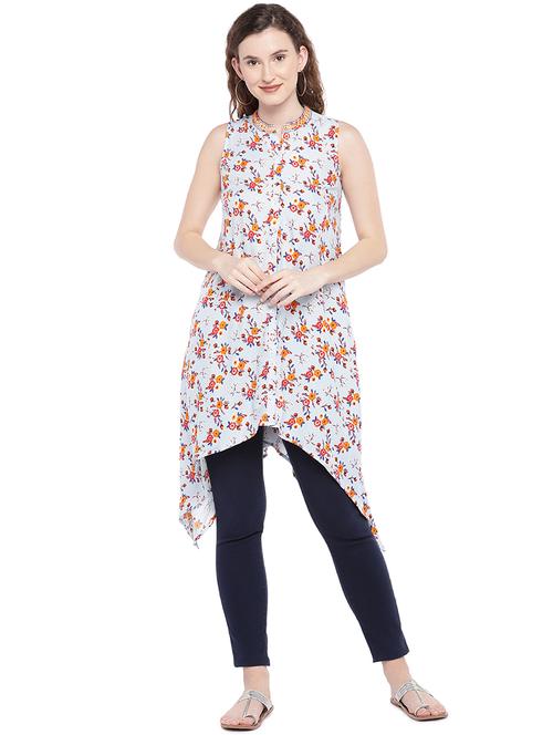 embroidered detail floral asymmetric tunic - 16368288 - Very Small Image - 1