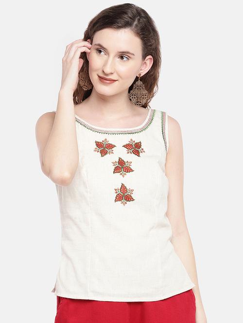 embroidered regular top - 16368294 - Very Small Image - 1