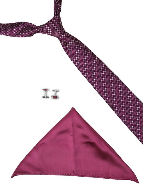 purple microfiber tie ,pocket square and cuff links - 16368445 - Very Small Image - 1