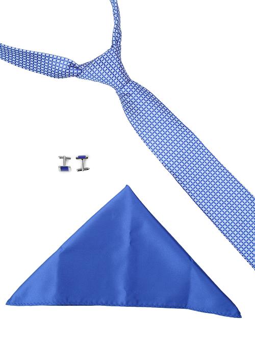 blue microfiber tie ,pocket square and cuff links - 16368466 - Very Small Image - 1