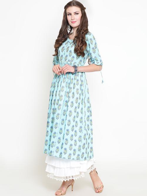 block printed kurta skirt set - 16369237 - Very Small Image - 1