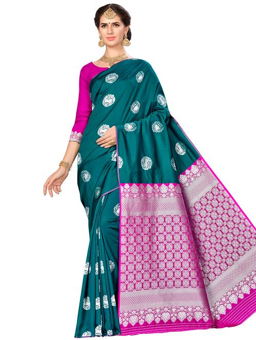 conversational banarasi saree with blouse - 16369833 - Very Small Image - 1