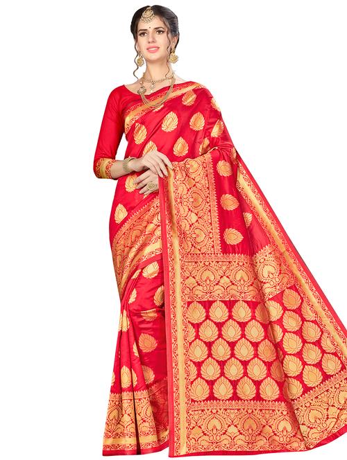 floral banarasi saree with blouse - 16369845 - Very Small Image - 1