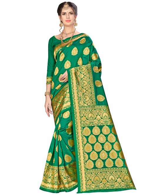 floral banarasi saree with blouse - 16369846 - Very Small Image - 1