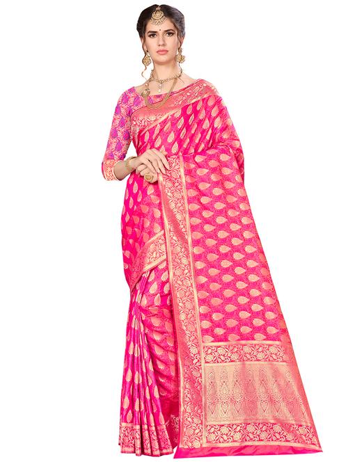 floral banarasi saree with blouse - 16369870 - Very Small Image - 1