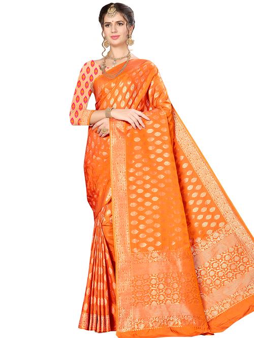 floral banarasi saree with blouse - 16369872 - Very Small Image - 1