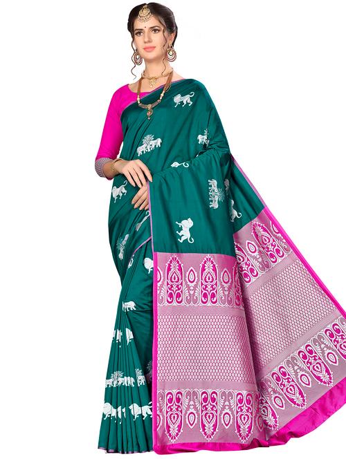 conversational printed saree with blouse - 16369888 - Very Small Image - 1