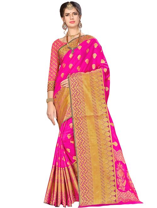 floral banarasi saree with blouse - 16369929 - Very Small Image - 1