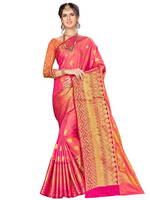 floral banarasi saree with blouse - 16369932 - Very Small Image - 1