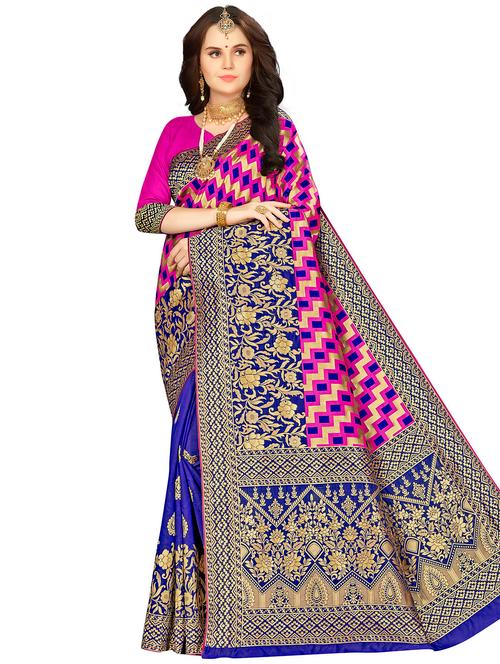 chevron banarasi saree with blouse - 16369937 - Very Small Image - 1