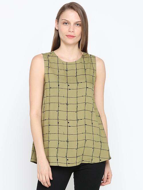 round neck window pane checks top - 16370326 - Very Small Image - 1