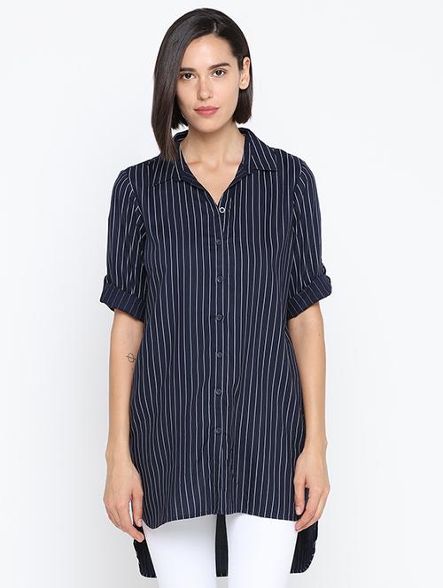 roll up sleeved striped tunic - 16370342 - Very Small Image - 1