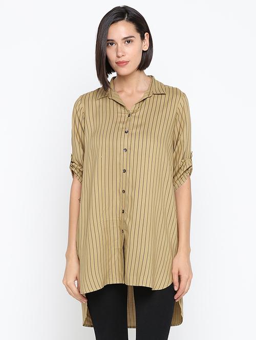 roll up sleeved striped tunic - 16370353 - Very Small Image - 1