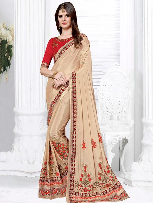 floral embroidered saree with blouse - 16370504 - Very Small Image - 1
