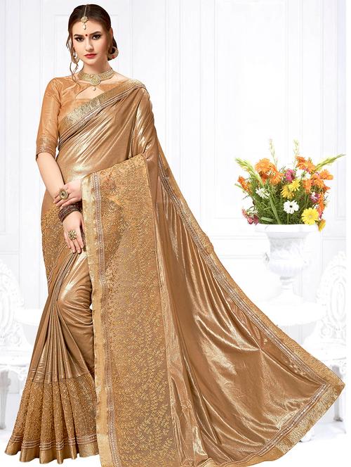 lace border embroidered saree with blouse - 16370505 - Very Small Image - 1
