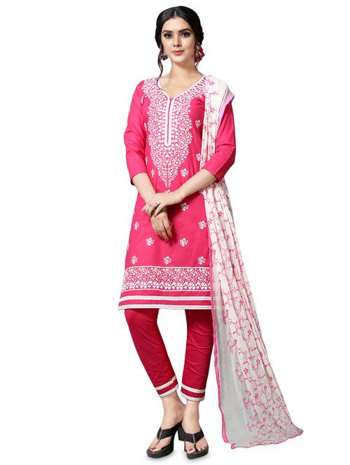 chikankari unstitched straight pant suit - 16370628 - Very Small Image - 1