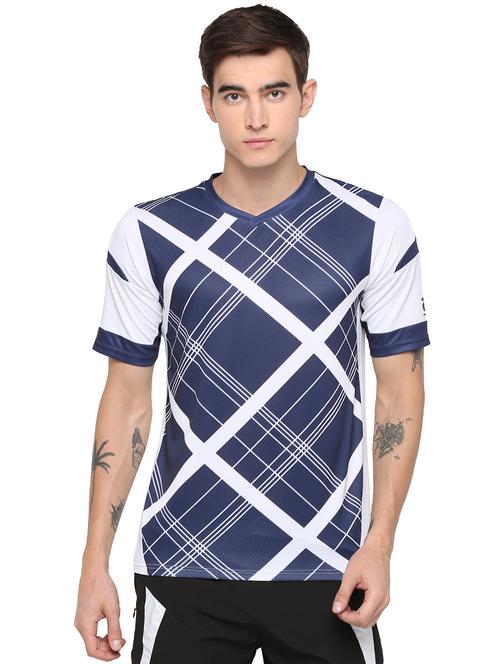 navy blue geometric print t-shirt - 16370686 - Very Small Image - 1