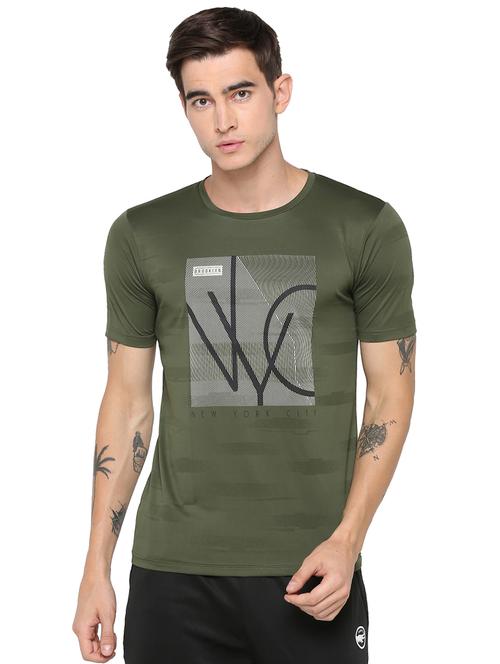 olive green printed t-shirt - 16370738 - Very Small Image - 1