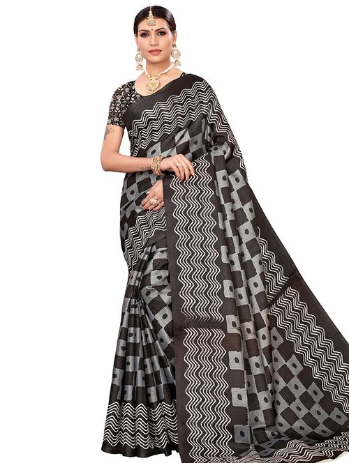 checkered printed saree with blouse - 16370778 - Very Small Image - 1